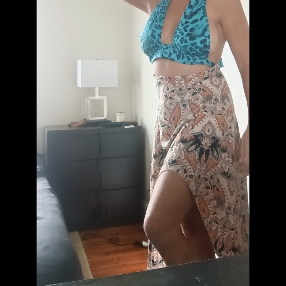 Blue Leopard Print Crop Top